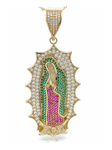 Dije Virgen Guadalupe Oro 10k Zirconia 3cm