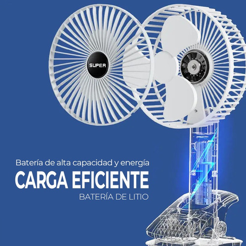 Ventilador De Escritorio De Batería Recargable 3 Aspas 18cm 18 Cm Blanco Blanco Plástico 3