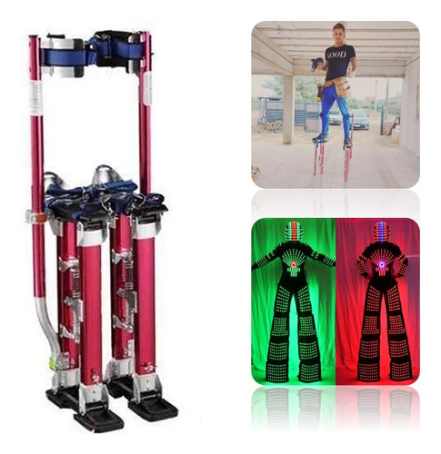 Zancos De Aluminio Rojos Durlock Robot Led Acrobacia Reforza