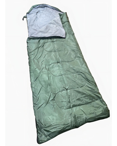 Saco De Dormir Colchonete Camping Pesca Capuz E Impermeável Cor Verde-escuro