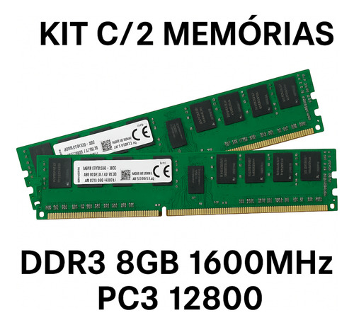 2 Memorias Ram Pc Desktop Ddr3 2x8gb 1600mhz - Pc3 12800