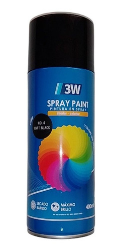 Pintura En Spray Negro Mate 3w 400ml