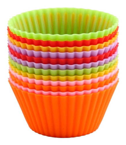 Molde Muffins Silicona Individual X12 Unidades Goma Cupcakes