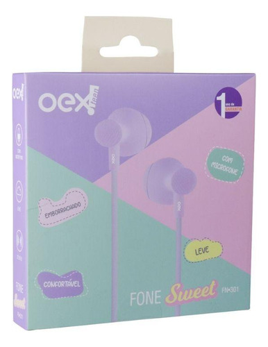 Fone De Ouvido Sweet Oex Fn301 Com Microfone Lilás