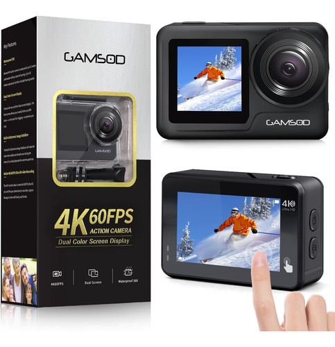 Cámara De Acción Wifi 4k 60fps 20mp Con Lcd Frontal Y Pantal