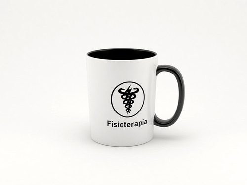 Caneca Fisioterapia Alça Preta 325ml Personalizada + Caixa