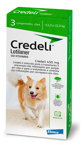 Credeli Antipulgas Cães 11kg A 22kg - 450mg 3 Comprimidos