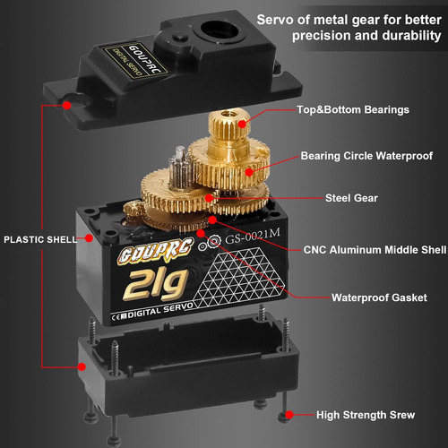Gouprc - Mini Servo Digital Micro De Engranajes De Metal Con