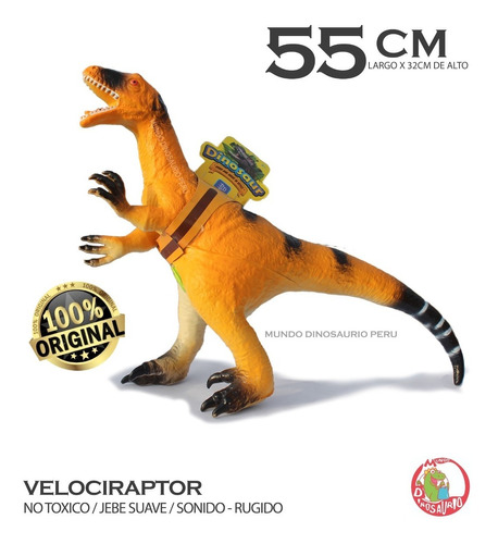 Imagen 1 de 4 de Dinosaurios Grandes Juguete Sonido Coleccion Velociraptor
