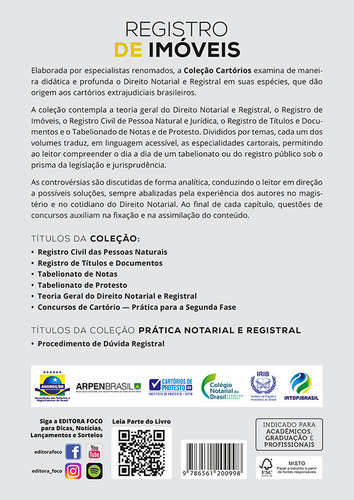 Registro De Imóveis - 3ª Ed - 2024: De Acordo Com A Lei 14.825/2024, De Marcos Costa Salomão., Vol. 1. Editorial Editora Foco, Capa Mole, Edição 3 Em Português, 2024