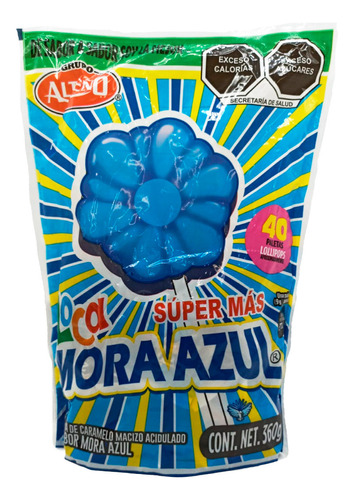 Paleta Loca Mora Azul Super Mas Alteño Caramelo 360g 40pz