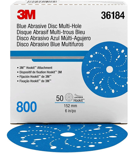 3m Hookit Blue Abrasive Disc 321u Multi-hole  36184  6 In  8