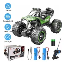 Comprar 1:18 Aleación Carros De Juguete Led Coche Todo Terreno Coche De Juguete Para Niños,2 Baterías + 1 Par De Baterías De Control Remoto,color Verde