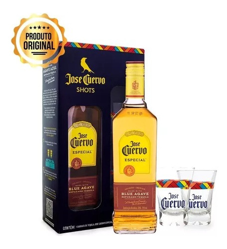 Tequila Jose Cuervo Repousada 750ml + 2 Copos Shot Exclusivo