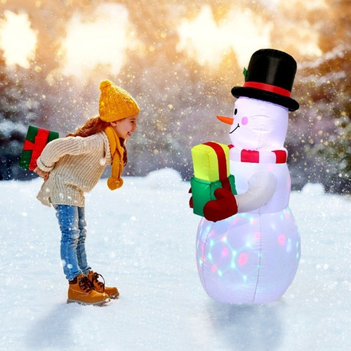 A Muñeco De Nieve Inflable De Decoración Navideña Con Led A