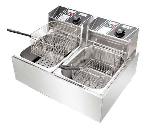 Fritadeira Elétrica 2 Cubas Aço Inox 12 Litros 220v 5000w