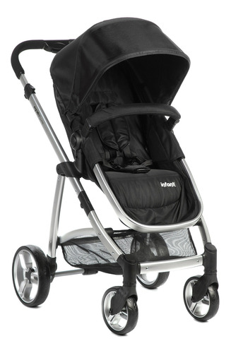 Carrinho de bebê de paseio Infanti Epic Lite TS Trio onyx com chassi de cor prateado