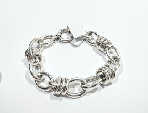 Pulsera De Plata  Argollas Grandes 20cm Ancho 13mm P155