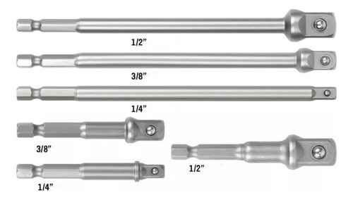 Juego Adaptadores P/ Dados 1/4 3/8 Y 1/2 Largo Y Corto Adir