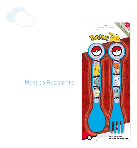 Set Cubiertos Cuchara Tenedor Pokémon Alimentación Infantil