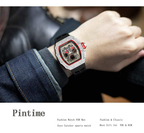 Pintime Reloj Cronógrafo Bling Punk Para Hombre Reloj De Dis