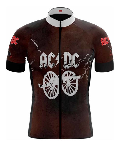 Camisa Ciclismo Masculina Acdc Bike Tour Preta Ciclismo Rock