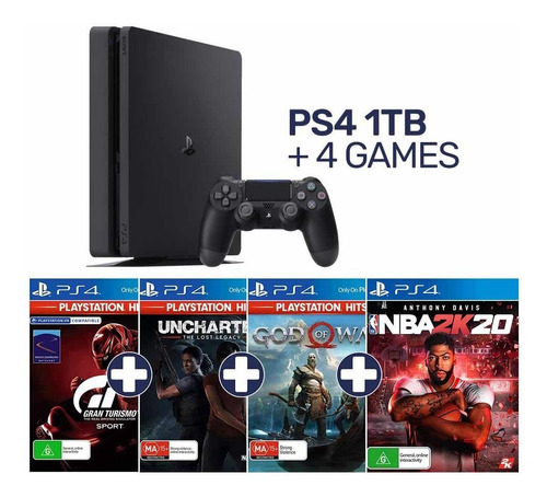 Consola Ps4 Slim 1tb + 4 Juegos - Excelente (Reacondicionado)