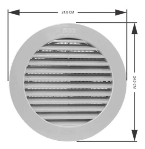Imagem 4 de 5 de Grade Ventilação Redonda 20 Cm C/ Tela Kit Com 10 Unidades