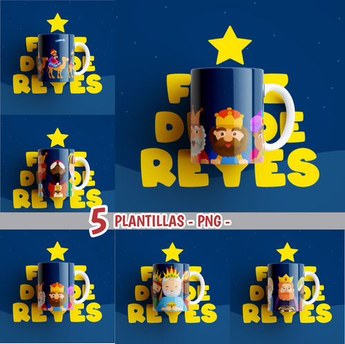 5 Plantillas Sublimacion Tazas Dia De Reyes Magos Psd - Jpg