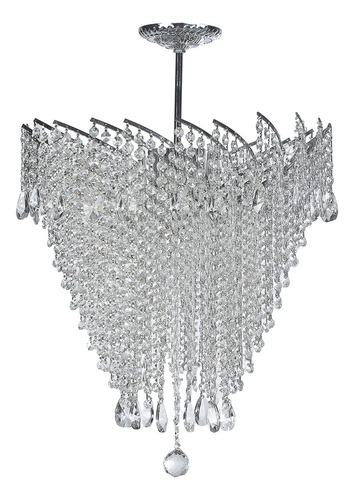 Lámpara Colgante de Cristal Cortado K9 Alto brillo Gamalux Europa Florencia de 6 Luces E26 Cromado