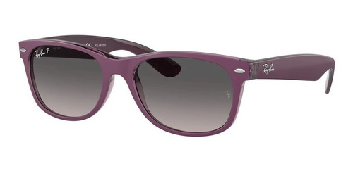 Lentes Sol Ray Ban New Wayfarer Degrade Polarizado Rb2132 Lente 6606m3 Grey Gradient/matte Violet Transparent Varilla Marrón Armazón Marrón Diseño Large 58mm