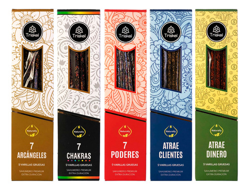 Sahumerios Triskel Premium Extra Duración X12 Unidades Fragancia 7 Chakras