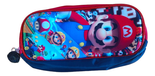Mochila 3pz Super Mario Bros Led 3d Con Lapicera Y Lonchera