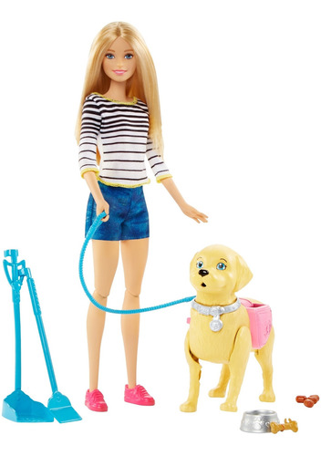 Barbie Paseo Perrito Muñeca Para Niñas