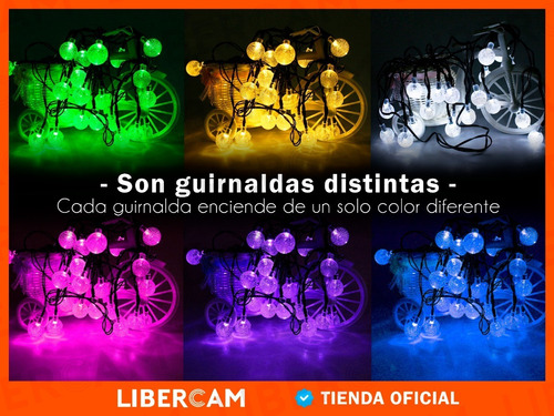 Imagen 7 de 10 de Guirnalda Tira Luz Led Bolita Carga Solar Lampara 2 Efectos