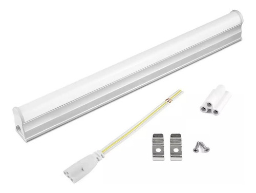 Led Tubular T5 60cm 9w C/ Calha Acoplada Completa 6000k Luz Branco-frio