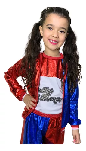 Fantasia Arlequina Infantil Curta - Super Hero Girls