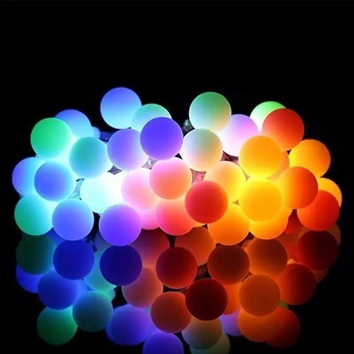 Imagen 7 de 7 de Guirnalda Solar Esfera Bolita 5 Metros 50 Led Multicolor
