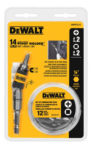 Kit Bits + Adaptador Angular Magnético 14pçs Dwpvtc14 Dewalt