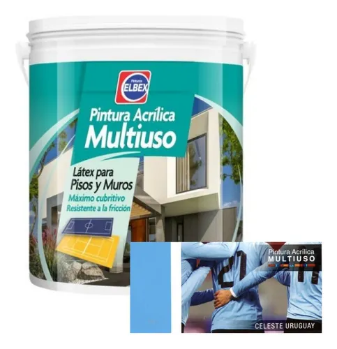 Pintura Pisos - Multiuso Elbex 1lt Celeste Uruguay Acabado Mate