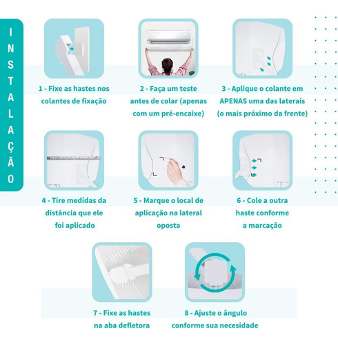 Imagem 8 de 10 de Kit 2x Defletor Ar Condicionado Split Tamanho Ajustável