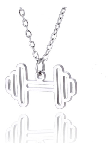 Collar Mancuerna Pesa Gym Joya Personalizada En Plata