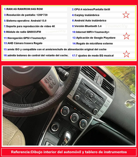 Estéreo Android Carplay Auto Para Mazda 6 Mazda6 2007-2012