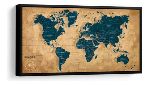  Quadro Mapa Meridiano - Gigante |  Prisma E Vidro 122x61 Cm