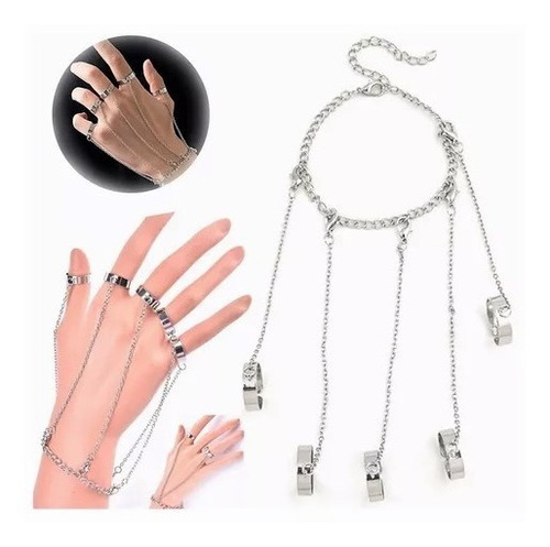 Pulsera Gótica Punk Rock Pulceras Con Anillos Y Cadenas  