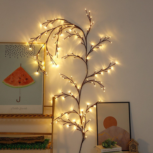 Luz Led De Ratán K, Lámpara De Ratán Con Forma De Rama, Deco