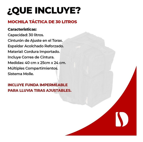 Imagen 5 de 7 de Mochila Tactica De Asalto Equipamiento Militar Molle 30lts