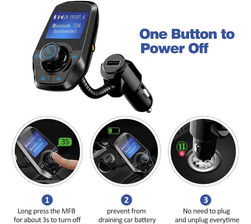 Victsing T26 Bluetooth Fm Transmitter, Wireless Car Kit F...