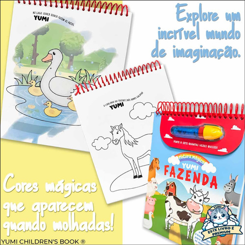 Livro Infantil : Pintura Mágica Animais Da Fazenda | Diversão Com Água Pinte Quantas Vezes Quiser - Grande Com Espiral