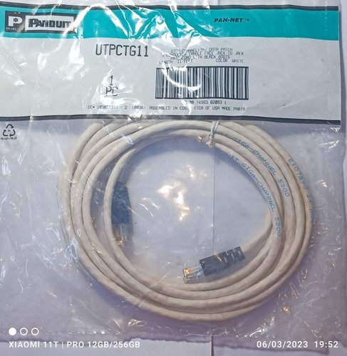 Panduit Patch Cord Cat6 Utp 3.35mt=11ft Blanco Preciox2unida